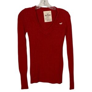 Hollister Vintage Y2K V-Neck Sweater S Bella Swan Elena Gilbert Red Christmas